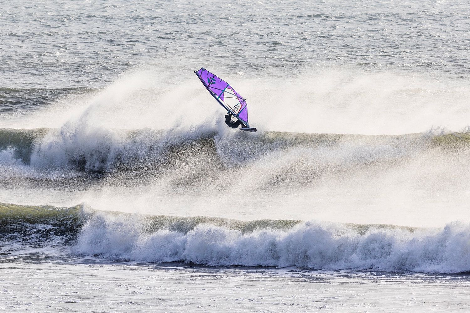 Windsurfing action shot
