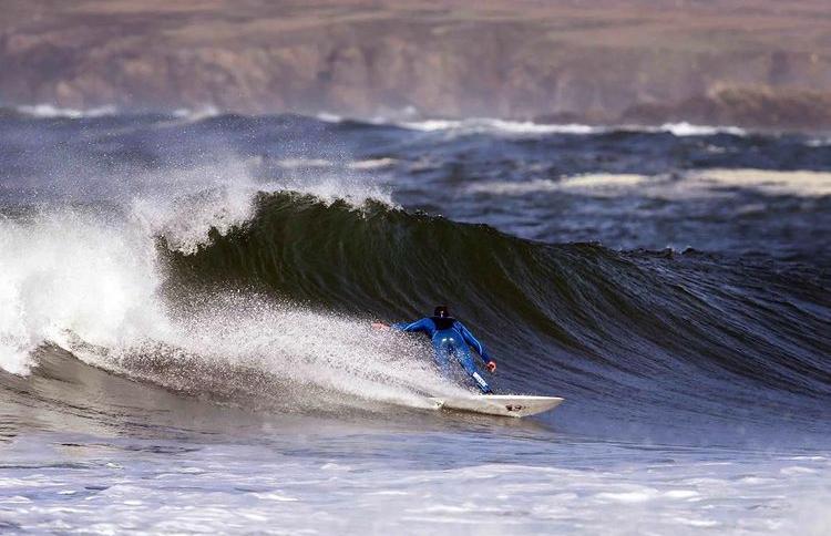 Wave riding action shot