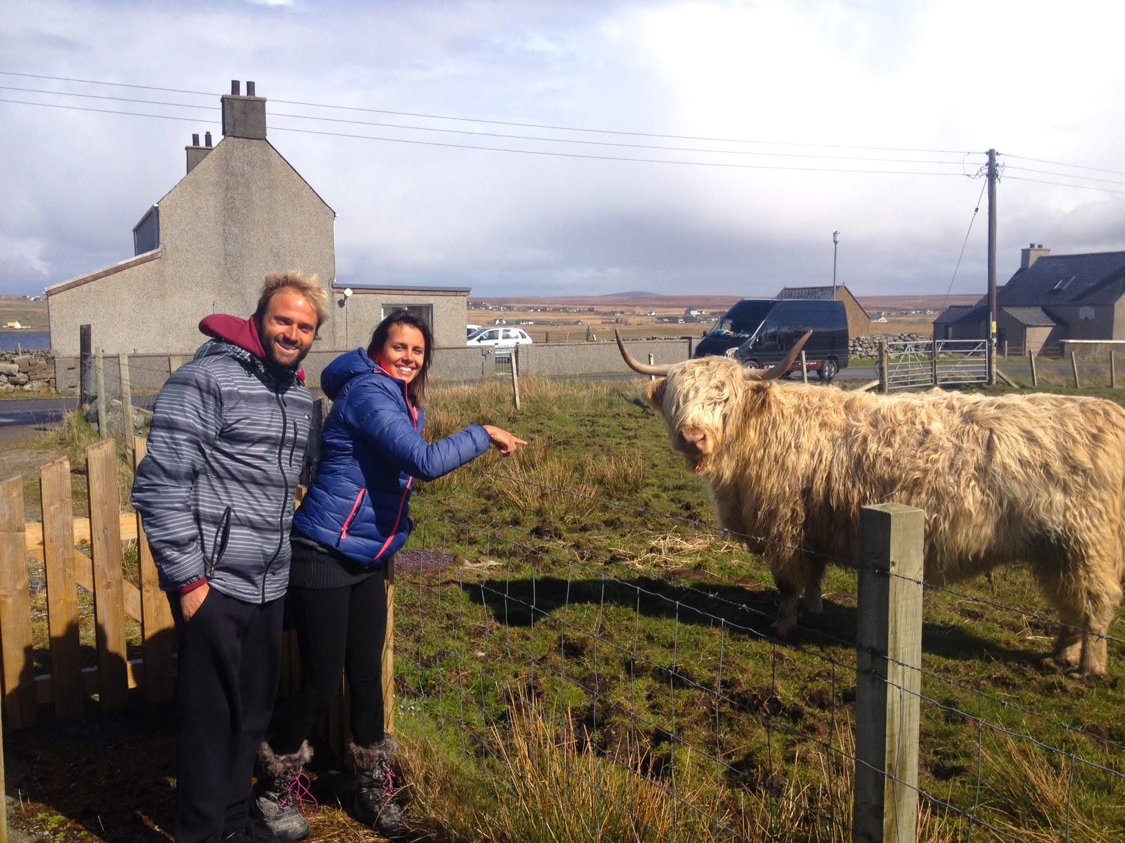 Kauli Seadi and his wife Nana on the Isle of Lewis, Scotland, with Timo as guide